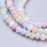 Opaque Glass Beads Strands, Faceted, Rondelle, Mixed Color, 3x2.5mm, Hole: 0.5mm, about 185pcs/strand, 16.54 inch(42cm), 10Strands/Set