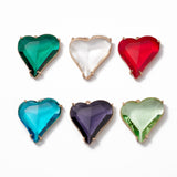 K9 Glass Pendants, with Light Gold Plated Brass Findings, Cadmium Free & Lead Free, Faceted, Heart, Mixed Color, 26.5x26.5x7.5mm, Hole: 1.2mm, 20pc/Set