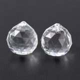 Faceted Round Glass Pendants, Clear, 35x32mm, Hole: 2mm, 20pc/Set