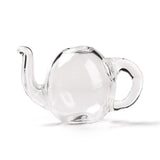 Round Mechanized Blown Glass Teapot, for Stud Earring or Crafts, Clear, 33x20x19mm, 5pc/Set