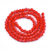 Opaque Solid Color Glass Beads Strands, Imitation Jade, Faceted, Bicone, Red, 4.5x4mm, Hole: 1mm, about 82~85pcs/strand, 30.5~31cm, 10Strand/Set