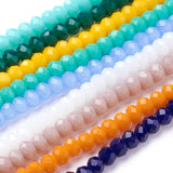 Imitation Jade Glass Beads Strands, Faceted, Rondelle, Mixed Color, 3.5~4x2.5~3mm, Hole: 0.5mm, about 123~127pcs/strand, 12.60 inch~12.99 inch(32~33cm), 10Strands/Set