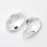 Faceted Teardrop Glass Pendants, Clear, 38x22.5x12mm, Hole: 1.5mm, 44pc/Set