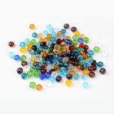 Faceted Rondelle Transparent Glass Beads, Mixed Color, 6x4mm, Hole: 1mm, 200pc/Set