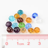 Faceted Rondelle Transparent Glass Beads, Mixed Color, 6x4mm, Hole: 1mm, 200pc/Set