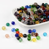 Faceted Rondelle Transparent Glass Beads, Mixed Color, 8x6mm, Hole: 1mm, 200pc/Set