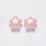 Imitation Jade Glass Beads, Two Tone, with Glitter Powder, Star, Pink, 8x8.5x4mm, Hole: 1mm, 100pcs/Set