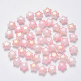 Imitation Jade Glass Beads, Two Tone, with Glitter Powder, Star, Pink, 8x8.5x4mm, Hole: 1mm, 100pcs/Set