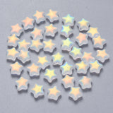 Spray Painted Glass Beads, AB Color Plated, Frosted, Star, WhiteSmoke, 8x8.5x4mm, Hole: 1mm, 100pcs/Set