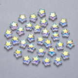 Transparent Spray Painted Glass Beads, AB Color Plated, Star, Clear AB, 8x8.5x4mm, Hole: 1mm, 100pc/Set