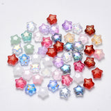 Spray Painted Glass Beads, Mixed Style, Star, Mixed Color, 8x8.5x4mm, Hole: 1mm, 100pc/Set