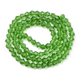 Imitation Austrian Crystal 5301 Bicone Beads, Faceted Glass Beads Strands, Lime Green, 4x4mm, Hole: 1mm, about 82~85pcs/strand, 30.5~31cm, 10Strand/Set