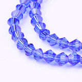 Imitation Austrian Crystal 5301 Bicone Beads, Faceted Glass Beads Strands, Blue, 4x4mm, Hole: 1mm, about 82~85pcs/strand, 30.5~31cm, 10Strand/Set