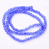 Imitation Austrian Crystal 5301 Bicone Beads, Faceted Glass Beads Strands, Blue, 4x4mm, Hole: 1mm, about 82~85pcs/strand, 30.5~31cm, 10Strand/Set