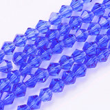 Imitation Austrian Crystal 5301 Bicone Beads, Faceted Glass Beads Strands, Blue, 4x4mm, Hole: 1mm, about 82~85pcs/strand, 30.5~31cm, 10Strand/Set