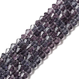 Imitation Austrian Crystal 5301 Bicone Beads, Faceted Glass Beads Strands, Purple, 4x4mm, Hole: 1mm, about 82~85pcs/strand, 30.5~31cm, 10Strand/Set