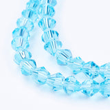 Imitation Austrian Crystal 5301 Bicone Beads, Faceted Glass Beads Strands, Light Sky Blue, 4x4mm, Hole: 1mm, about 82~85pcs/strand, 30.5~31cm, 10Strand/Set