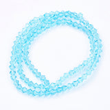 Imitation Austrian Crystal 5301 Bicone Beads, Faceted Glass Beads Strands, Light Sky Blue, 4x4mm, Hole: 1mm, about 82~85pcs/strand, 30.5~31cm, 10Strand/Set