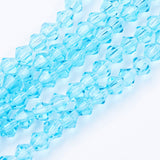 Imitation Austrian Crystal 5301 Bicone Beads, Faceted Glass Beads Strands, Light Sky Blue, 4x4mm, Hole: 1mm, about 82~85pcs/strand, 30.5~31cm, 10Strand/Set