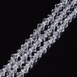 Imitation Austrian Crystal 5301 Bicone Beads, Faceted Glass Beads Strands, Clear, 4x4mm, Hole: 1mm, about 82~85pcs/strand, 30.5~31cm, 10Strands/Set