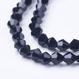 Imitation Austrian Crystal 5301 Bicone Beads, Faceted Glass Beads Strands, Black, 4x4mm, Hole: 1mm, about 82~85pcs/strand, 30.5~31cm, 10Strands/Set