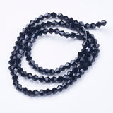 Imitation Austrian Crystal 5301 Bicone Beads, Faceted Glass Beads Strands, Black, 4x4mm, Hole: 1mm, about 82~85pcs/strand, 30.5~31cm, 10Strands/Set