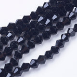 Imitation Austrian Crystal 5301 Bicone Beads, Faceted Glass Beads Strands, Black, 4x4mm, Hole: 1mm, about 82~85pcs/strand, 30.5~31cm, 10Strands/Set