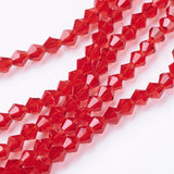 Imitation Austrian Crystal 5301 Bicone Beads, Faceted Glass Beads Strands, Red, 4x4mm, Hole: 1mm, about 82~85pcs/strand, 30.5~31cm, 10Strands/Set