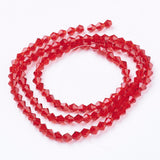 Imitation Austrian Crystal 5301 Bicone Beads, Faceted Glass Beads Strands, Red, 4x4mm, Hole: 1mm, about 82~85pcs/strand, 30.5~31cm, 10Strands/Set