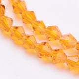 Imitation Austrian Crystal 5301 Bicone Beads, Faceted Glass Beads Strands, Orange, 4x4mm, Hole: 1mm, about 82~85pcs/strand, 30.5~31cm, 10Strand/Set