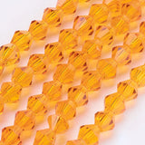 Imitation Austrian Crystal 5301 Bicone Beads, Faceted Glass Beads Strands, Orange, 4x4mm, Hole: 1mm, about 82~85pcs/strand, 30.5~31cm, 10Strand/Set