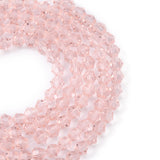 Imitation Austrian Crystal 5301 Bicone Beads, Faceted Glass Beads Strands, Pink, 4x4mm, Hole: 1mm, about 82~85pcs/strand, 30.5~31cm, 10Strand/Set