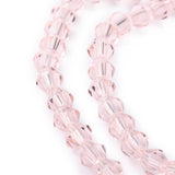 Imitation Austrian Crystal 5301 Bicone Beads, Faceted Glass Beads Strands, Pink, 4x4mm, Hole: 1mm, about 82~85pcs/strand, 30.5~31cm, 10Strand/Set