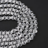 Imitation Austrian Crystal 5301 Bicone Beads, Faceted Glass Beads Strands, Clear, 6x6mm, Hole: 1.2mm, about 44~47pcs/strand, 24.5~25cm, 10Strand/Set