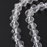 Imitation Austrian Crystal 5301 Bicone Beads, Faceted Glass Beads Strands, Clear, 6x6mm, Hole: 1.2mm, about 44~47pcs/strand, 24.5~25cm, 10Strand/Set