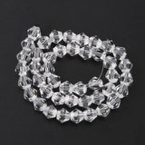 Imitation Austrian Crystal 5301 Bicone Beads, Faceted Glass Beads Strands, Clear, 6x6mm, Hole: 1.2mm, about 44~47pcs/strand, 24.5~25cm, 10Strand/Set