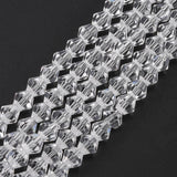 Imitation Austrian Crystal 5301 Bicone Beads, Faceted Glass Beads Strands, Clear, 6x6mm, Hole: 1.2mm, about 44~47pcs/strand, 24.5~25cm, 10Strand/Set