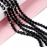 Imitation Austrian Crystal 5301 Bicone Beads, Faceted Glass Beads Strands, Black, 6x6mm, Hole: 1.2mm, about 44~47pcs/strand, 24.5~25cm, 10Strands/Set