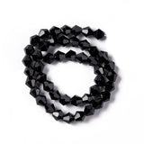 Imitation Austrian Crystal 5301 Bicone Beads, Faceted Glass Beads Strands, Black, 6x6mm, Hole: 1.2mm, about 44~47pcs/strand, 24.5~25cm, 10Strands/Set