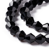 Imitation Austrian Crystal 5301 Bicone Beads, Faceted Glass Beads Strands, Black, 6x6mm, Hole: 1.2mm, about 44~47pcs/strand, 24.5~25cm, 10Strands/Set