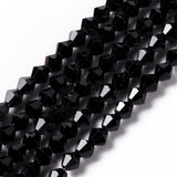 Imitation Austrian Crystal 5301 Bicone Beads, Faceted Glass Beads Strands, Black, 6x6mm, Hole: 1.2mm, about 44~47pcs/strand, 24.5~25cm, 10Strands/Set