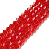 Imitation Austrian Crystal 5301 Bicone Beads, Faceted Glass Beads Strands, Red, 6x6mm, Hole: 1.2mm, about 44~47pcs/strand, 24.5~25cm, 10Strands/Set