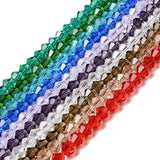 Imitation Austrian Crystal 5301 Bicone Beads, Faceted Glass Beads Strands, Mixed Color, 6x6mm, Hole: 1.2mm, about 47~48pcs/strand, 10.24 inch~10.43 inch(26~26.5cm), 10Strand/Set