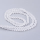 Transparent Glass Bead Strands, Frosted, Round, White, 6mm, Hole: 1.3~1.6mm, about 140pcs/strand, 31.4 inch, 20Strand/Set