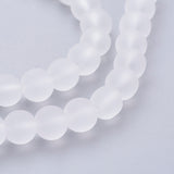 Transparent Glass Bead Strands, Frosted, Round, White, 6mm, Hole: 1.3~1.6mm, about 140pcs/strand, 31.4 inch, 20Strand/Set