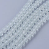 Transparent Glass Bead Strands, Frosted, Round, White, 6mm, Hole: 1.3~1.6mm, about 140pcs/strand, 31.4 inch, 20Strand/Set