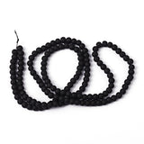 Transparent Glass Bead Strands, Frosted, Round, Black, 6mm, Hole: 1.3~1.6mm, about 140pcs/strand, 31.4 inch, 20Strand/Set