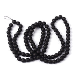 Transparent Glass Bead Strands, Frosted, Round, Black, 8mm, Hole: 1~1.6mm, about 99pcs/strand, 31.4 inch, 20Strand/Set