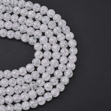 Synthetic Crackle Quartz Beads Strands, Round, Clear, 6mm, Hole: 1mm, about 66pcs/strand, 15.7 inch, 10Strand/Set