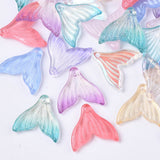 Transparent Spray Painted  Glass Pendants, Mermaid Fishtail, Mixed Color, 19x19.5x3.5mm, Hole: 1.2mm, 100pcs/Set